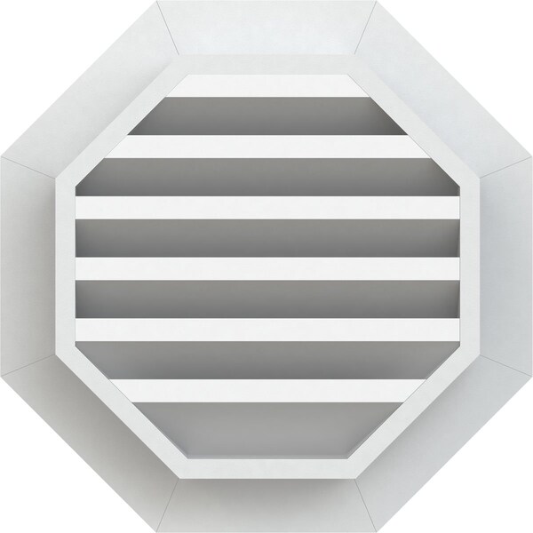 Ekena Millwork Octagonal Gable Vent Functional, PVC Gable Vent w/ 1" x 4" Flat Trim Frame, 20"W x 20"H - GVPOC20X2001FUN