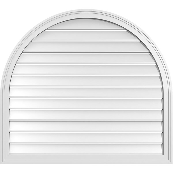 Ekena Millwork Round Top Surface Mount PVC Gable Vent: Functional, w/ 2"W x 1-1/2"P Brickmould Frame, 40"W x 36"H - GVPRT40X3602SF