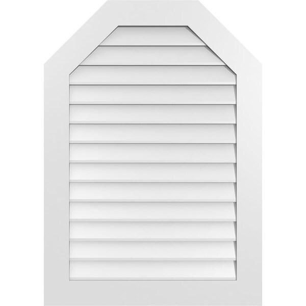 Ekena Millwork Octagonal Top Surface Mount PVC Gable Vent w/ 3-1/2"W x 1"P Standard Frame, 30"W x 42"H - GVPOT30X4201SN