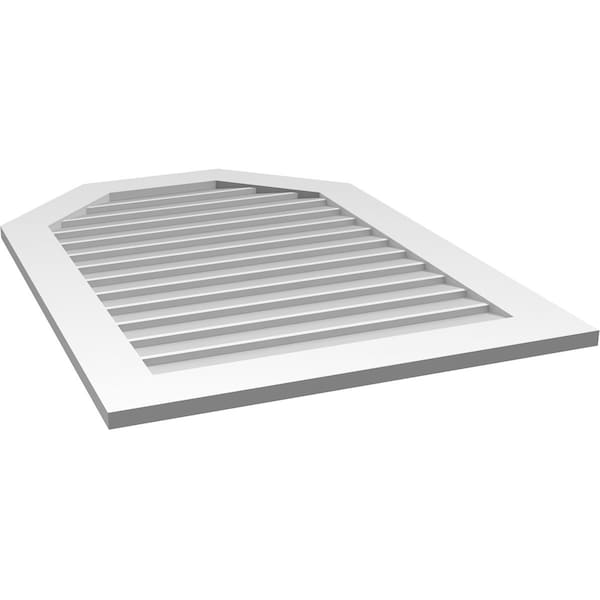 Ekena Millwork Octagonal Top Surface Mount PVC Gable Vent w/ 3-1/2"W x 1"P Standard Frame, 30"W x 42"H - GVPOT30X4201SN