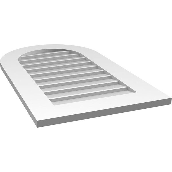 Ekena Millwork Round Top Surface Mount PVC Gable Vent: Non-Functional, w/ 3-1/2"W x 1"P Standard Frame, 20"W x 34"H - GVPRT20X3401SN