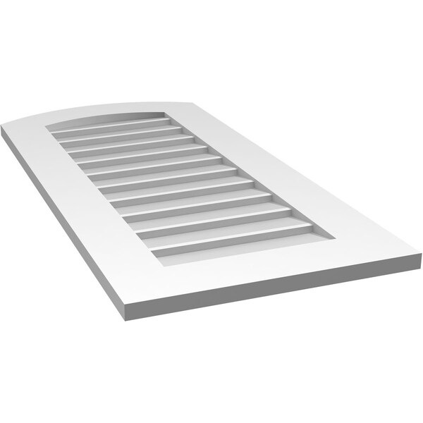 Ekena Millwork Arch Top Surface Mount PVC Gable Vent: Functional, w/ 3-1/2"W x 1"P Standard Frame, 18"W x 38"H - GVPAR18X3801SF