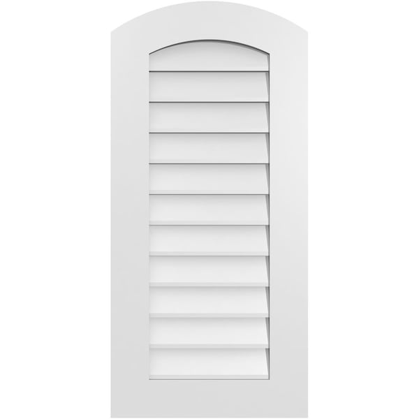 Ekena Millwork Arch Top Surface Mount PVC Gable Vent: Functional, w/ 3-1/2"W x 1"P Standard Frame, 18"W x 38"H - GVPAR18X3801SF