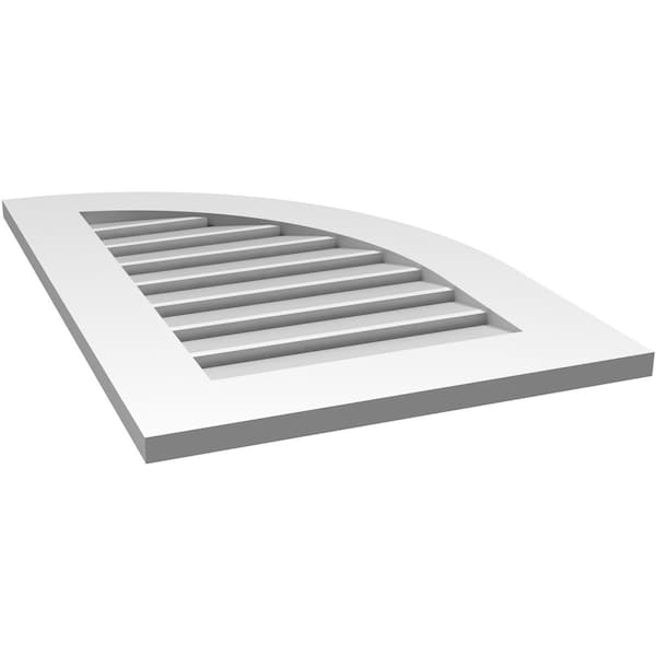 Ekena Millwork Quarter Round Top Right Surface Mount PVC Gable Vent w/ 3-1/2"W x 1"P Standard Frame, 20"W x 30"H - GVPQR20X3001SF