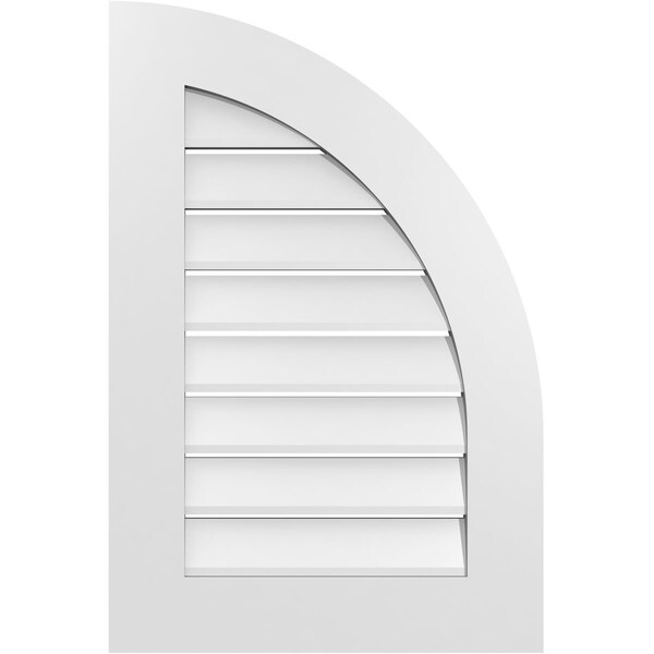 Ekena Millwork Quarter Round Top Right Surface Mount PVC Gable Vent w/ 3-1/2"W x 1"P Standard Frame, 20"W x 30"H - GVPQR20X3001SF