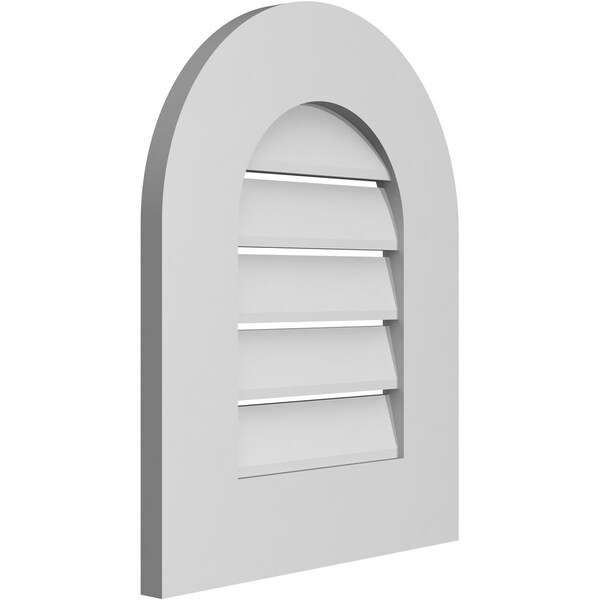 Ekena Millwork Round Top Surface Mount PVC Gable Vent: Functional, w/ 3-1/2"W x 1"P Standard Frame, 16"W x 20"H - GVPRT16X2001SF