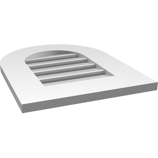 Ekena Millwork Round Top Surface Mount PVC Gable Vent: Functional, w/ 3-1/2"W x 1"P Standard Frame, 16"W x 20"H - GVPRT16X2001SF