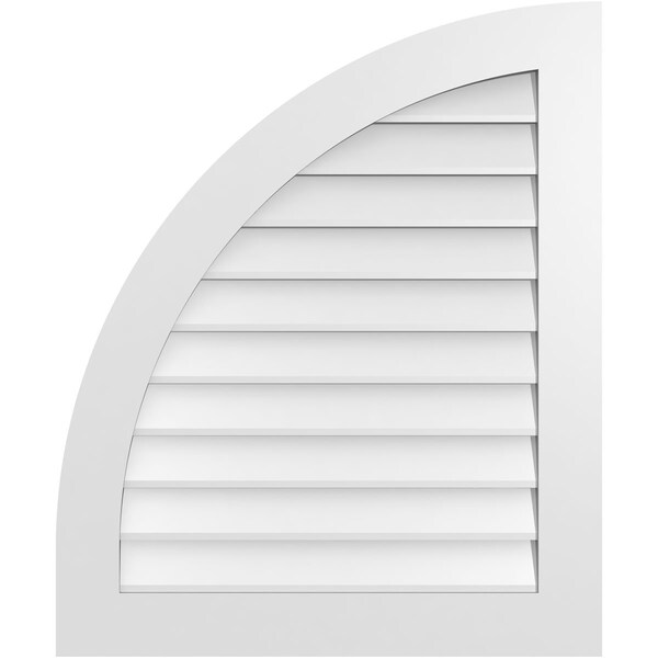 Ekena Millwork Quarter Round Top Left Surface Mount PVC Gable Vent w/ 3-1/2"W x 1"P Standard Frame, 30"W x 36"H - GVPQL30X3601SN
