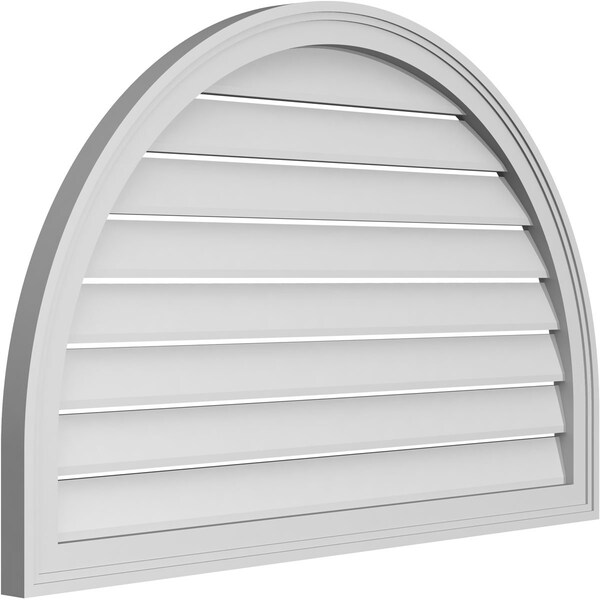 Ekena Millwork Round Top Surface Mount PVC Gable Vent: Functional, w/ 2"W x 1-1/2"P Brickmould Frame, 40"W x 26"H - GVPRT40X2602SF