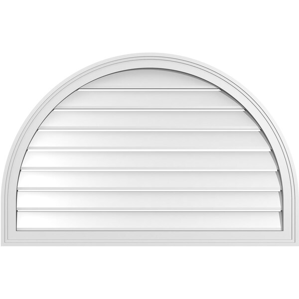 Ekena Millwork Round Top Surface Mount PVC Gable Vent: Functional, w/ 2"W x 1-1/2"P Brickmould Frame, 40"W x 26"H - GVPRT40X2602SF
