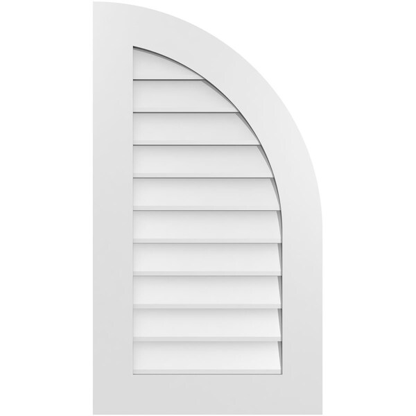 Ekena Millwork Quarter Round Top Right Surface Mount PVC Gable Vent w/ 3-1/2"W x 1"P Standard Frame, 20"W x 36"H - GVPQR20X3601SN