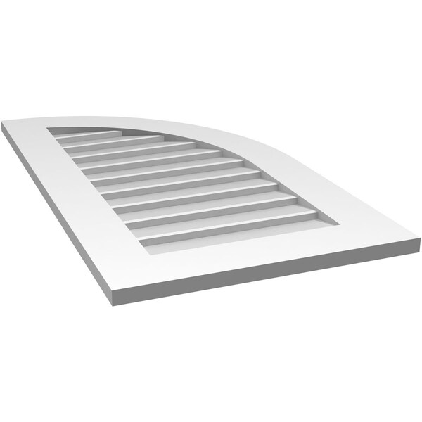 Ekena Millwork Quarter Round Top Right Surface Mount PVC Gable Vent w/ 3-1/2"W x 1"P Standard Frame, 20"W x 36"H - GVPQR20X3601SN