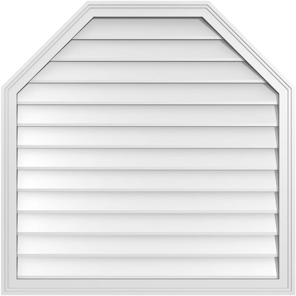 Ekena Millwork Octagonal Top Surface Mount PVC Gable Vent w/ 2"W x 1-1/2"P Brickmould Frame, 38"W x 38"H - GVPOT38X3802SN