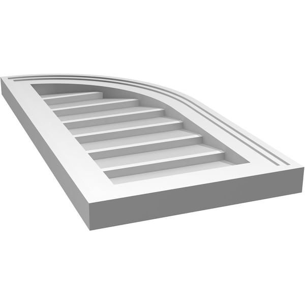 Ekena Millwork Quarter Round Top Right Surface Mount PVC Gable Vent w/ 2"W x 1-1/2"P Brickmould Frame, 12"W x 24"H - GVPQR12X2402SN