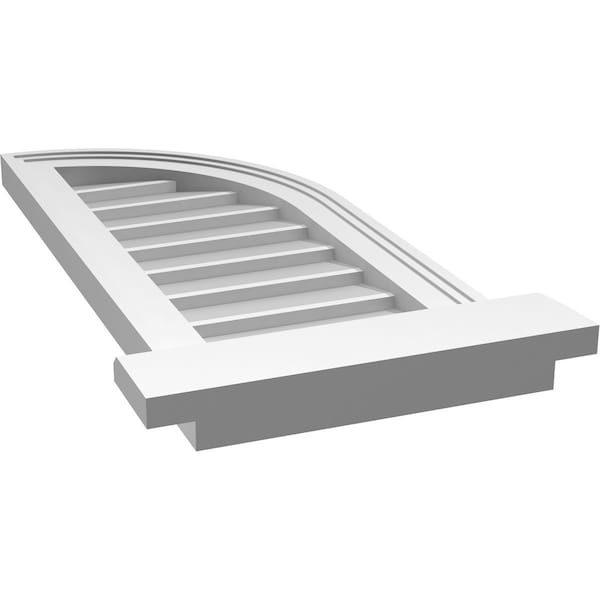 Ekena Millwork Quarter Round Top Right Surface Mount PVC Gable Vent w/ 2"W x 2"P Brickmould Sill Frame, 12"W x 28"H - GVPQR12X2803SN