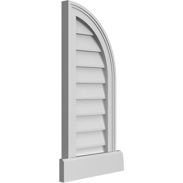 Ekena Millwork Quarter Round Top Right Surface Mount PVC Gable Vent w/ 2"W x 2"P Brickmould Sill Frame, 12"W x 28"H - GVPQR12X2803SN