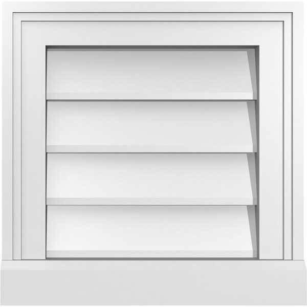 Ekena Millwork Vertical Surface Mount PVC Gable Vent w/ 2"W x 2"H , Brickmould Sill Frame, 14"W x 14"H - GVPVE14X1403SN