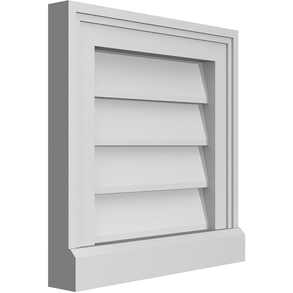 Ekena Millwork Vertical Surface Mount PVC Gable Vent w/ 2"W x 2"H , Brickmould Sill Frame, 14"W x 14"H - GVPVE14X1403SN
