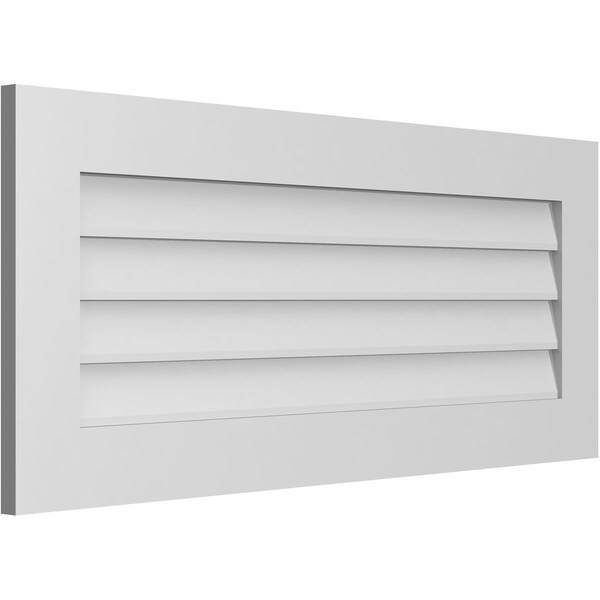 Ekena Millwork Vertical Surface Mount PVC Gable Vent: Non-Functional, w/3-1/2"W x 1"H, Standard Frame, 42"W x 18"H - GVPVE42X1801SN