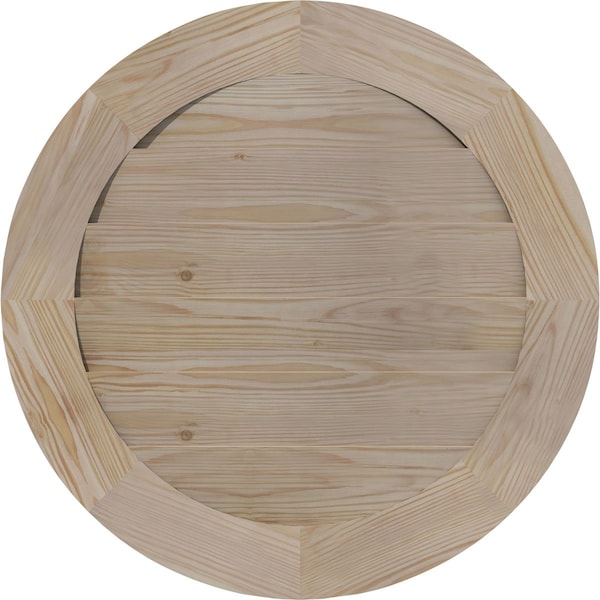 Ekena Millwork Round Gable Vent Unfinished, Non-Functional, Pine Gable Vent w/ Decorative Face Frame, 16"W x 16"H - GVWRO16X1602SDUPI