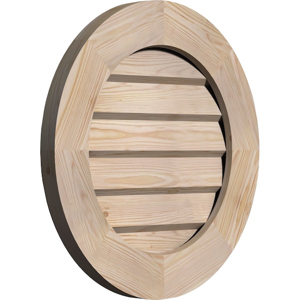 Ekena Millwork Round Gable Vent Unfinished, Non-Functional, Pine Gable Vent w/ Decorative Face Frame, 16"W x 16"H - GVWRO16X1602SDUPI