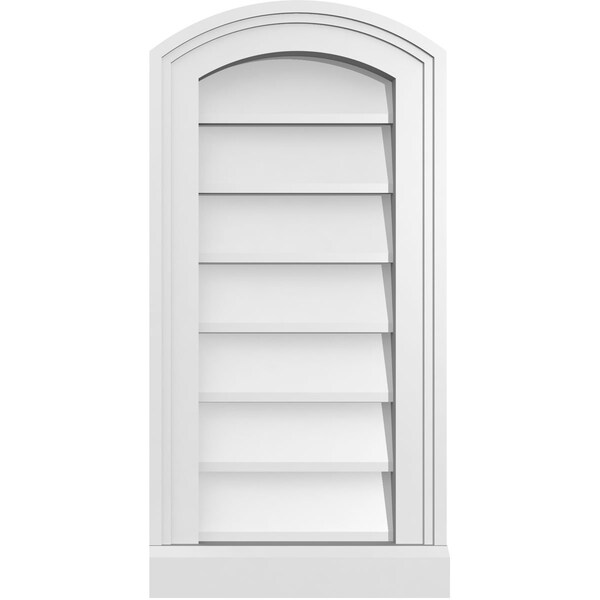 Ekena Millwork Arch Top Surface Mount PVC Gable Vent: Functional, w/ 2"W x 2"P Brickmould Sill Frame, 12"W x 24"H - GVPAR12X2403SF