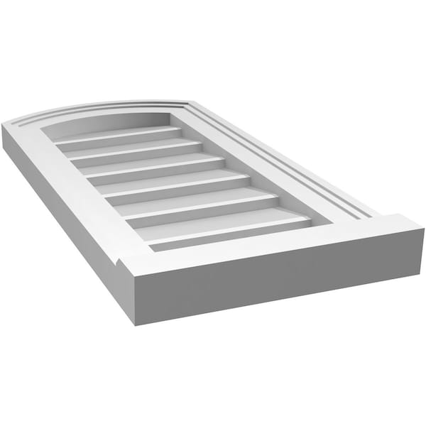 Ekena Millwork Arch Top Surface Mount PVC Gable Vent: Functional, w/ 2"W x 2"P Brickmould Sill Frame, 12"W x 24"H - GVPAR12X2403SF