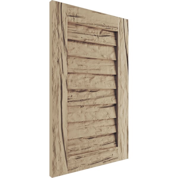 Ekena Millwork Timberthane Riverwood Vertical Faux Wood Non-Functional Gable Vent, Primed Tan, 30"W x 15"H - GVURVE30X15DRWPR