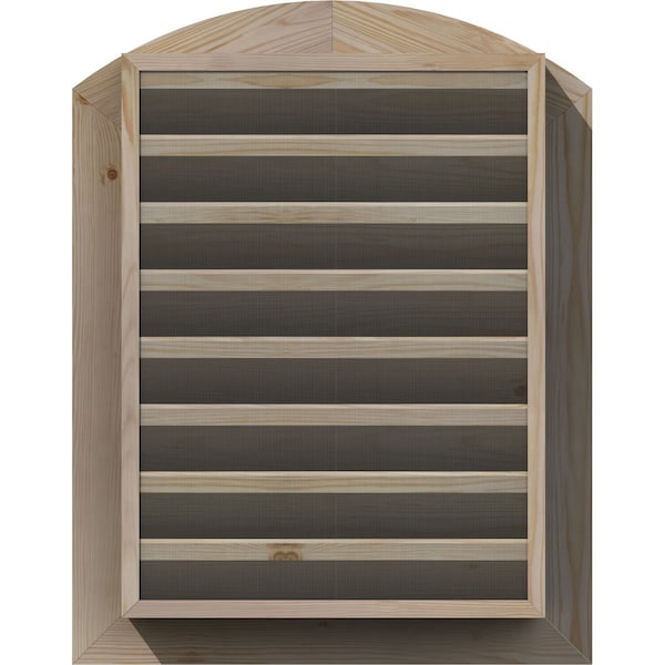 Ekena Millwork Arch Top Gable Vent Unfinished, Functional, Pine Gable Vent w/ 1" x 4" Flat Trim Frame, 16"W x 30"H - GVWAR16X3001SFUPI
