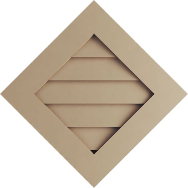 Ekena Millwork Timberthane Rustic Smooth Diamond Faux Wood Non-Functional Gable Vent, Primed Tan, 30"W x 30"H - GVURDI30X30DSMPR