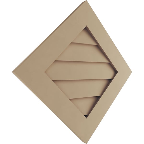 Ekena Millwork Timberthane Rustic Smooth Diamond Faux Wood Non-Functional Gable Vent, Primed Tan, 30"W x 30"H - GVURDI30X30DSMPR