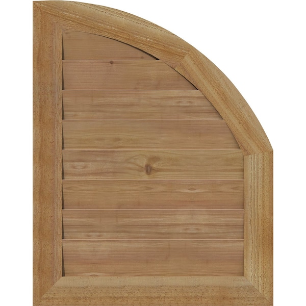 Ekena Millwork Quarter Round Top Left Western Red Cedar Gable Vent w/Decorative Face Frame, 06"W x 32"H - GVWQL06X3202RDUWR