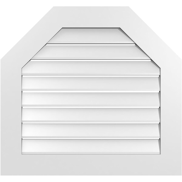 Ekena Millwork Octagonal Top Surface Mount PVC Gable Vent: Functional, w/ 3-1/2"W x 1"P Standard Frame, 30"W x 28"H - GVPOT30X2801SF
