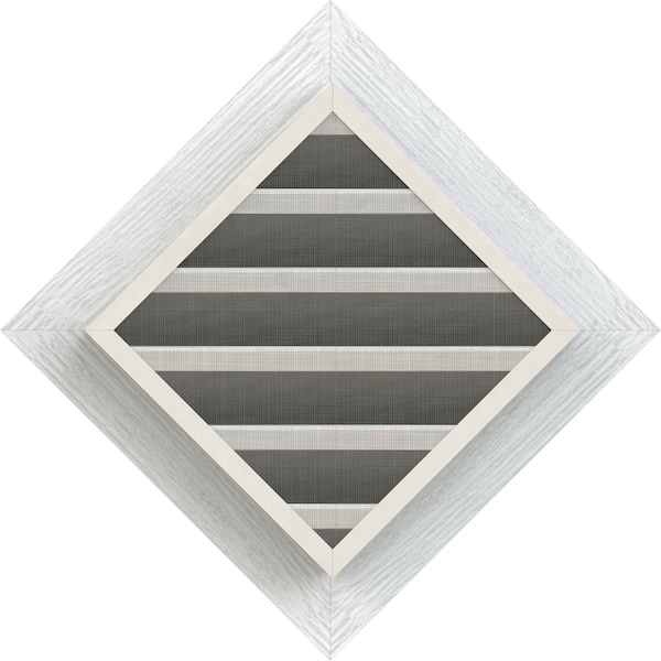 Ekena Millwork Diamond Gable Vent, Functional, Western Red Cedar Gable Vent w/ 1" x 4" Flat Trim Frame, 14"W x 14"H - GVWDI14X1401RFPWR