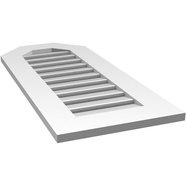 Ekena Millwork Octagonal Top Surface Mount PVC Gable Vent: Functional, w/ 3-1/2"W x 1"P Standard Frame, 16"W x 36"H - GVPOT16X3601SF