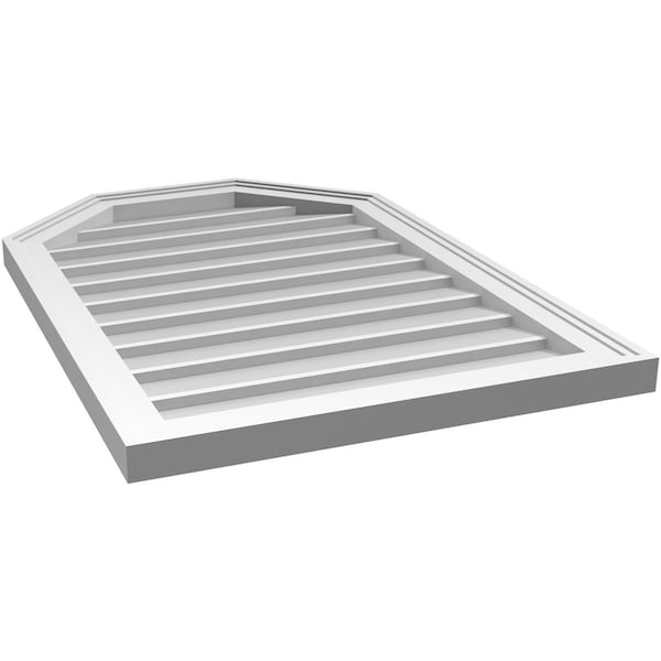 Ekena Millwork Octagonal Top Surface Mount PVC Gable Vent w/ 2"W x 1-1/2"P Brickmould Frame, 22"W x 32"H - GVPOT22X3202SN