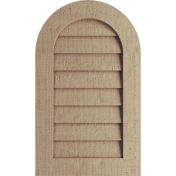 Ekena Millwork Timberthane Riverwood Round Top Faux Wood Non-Functional Gable Vent, Primed Tan, 12"W x 30"H - GVURRT12X30DRWPR