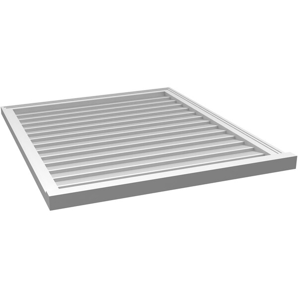 Ekena Millwork Vertical Surface Mount PVC Gable Vent w/ 2"W x 2"H , Brickmould Sill Frame, 36"W x 42"H - GVPVE36X4203SN