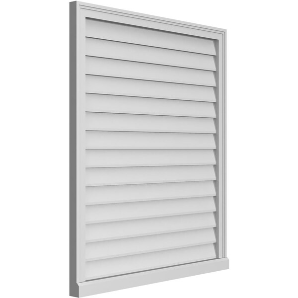 Ekena Millwork Vertical Surface Mount PVC Gable Vent w/ 2"W x 2"H , Brickmould Sill Frame, 36"W x 42"H - GVPVE36X4203SN