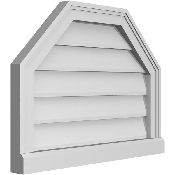 Ekena Millwork Octagonal Top Surface Mount PVC Gable Vent w/ 2"W x 2"P Brickmould Sill Frame, 24"W x 18"H - GVPOT24X1803SN