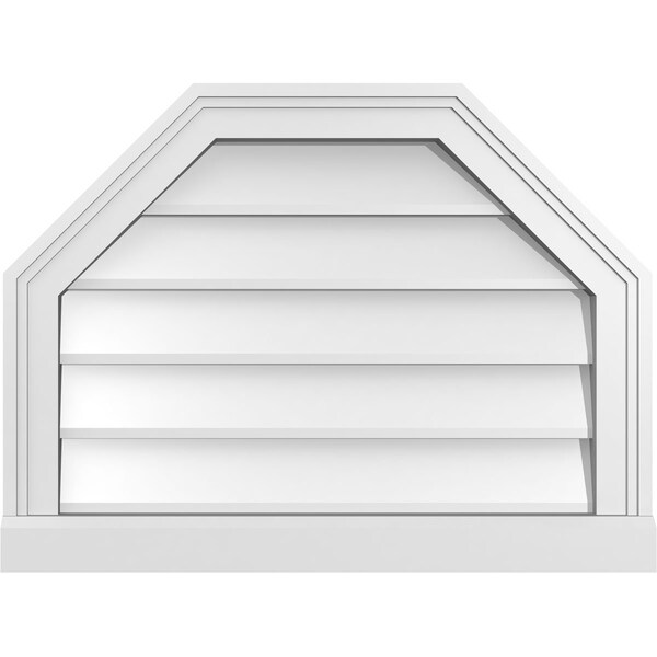 Ekena Millwork Octagonal Top Surface Mount PVC Gable Vent w/ 2"W x 2"P Brickmould Sill Frame, 24"W x 18"H - GVPOT24X1803SN