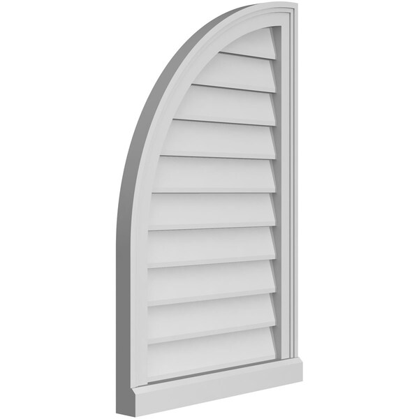 Ekena Millwork Quarter Round Top Left Surface Mount PVC Gable Vent w/ 2"W x 2"P Brickmould Sill Frame, 20"W x 32"H - GVPQL20X3203SN