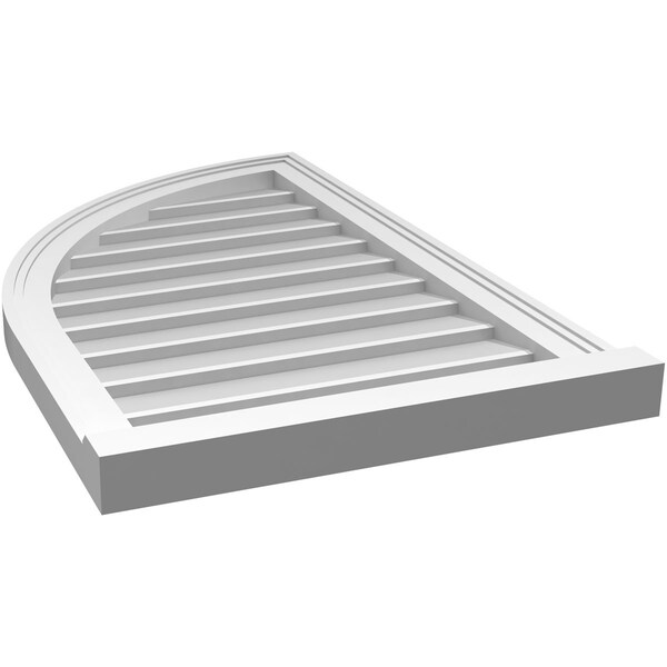Ekena Millwork Quarter Round Top Left Surface Mount PVC Gable Vent w/ 2"W x 2"P Brickmould Sill Frame, 20"W x 32"H - GVPQL20X3203SN