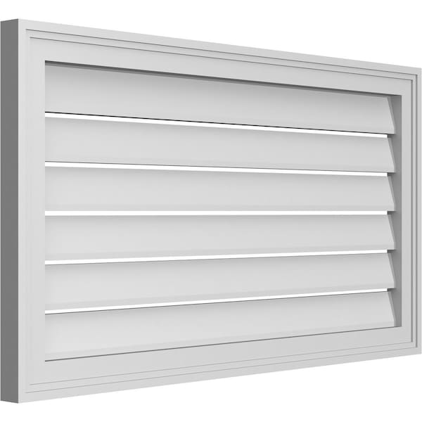 Ekena Millwork Vertical Surface Mount PVC Gable Vent: Functional, w/ 2"W x 1-1/2"P Brickmould Frame, 36"W x 20"H - GVPVE36X2002SF