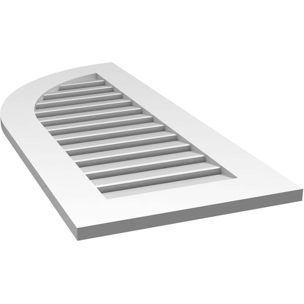 Ekena Millwork Quarter Round Top Left Surface Mount PVC Gable Vent w/ 3-1/2"W x 1"P Standard Frame, 18"W x 40"H - GVPQL18X4001SF