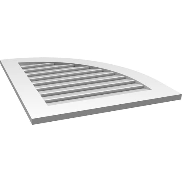 Ekena Millwork Quarter Round Top Right Surface Mount PVC Gable Vent w/ 3-1/2"W x 1"P Standard Frame, 26"W x 32"H - GVPQR26X3201SF