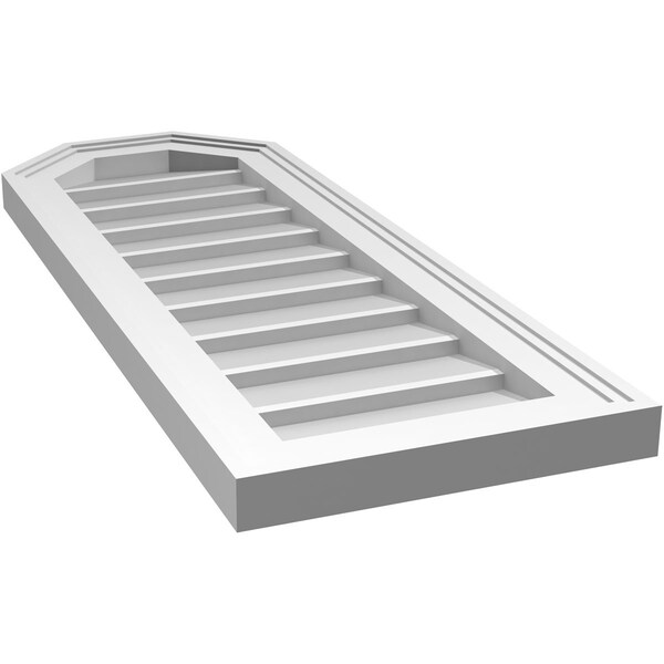 Ekena Millwork Octagonal Top Surface Mount PVC Gable Vent w/ 2"W x 1-1/2"P Brickmould Frame, 12"W x 32"H - GVPOT12X3202SN