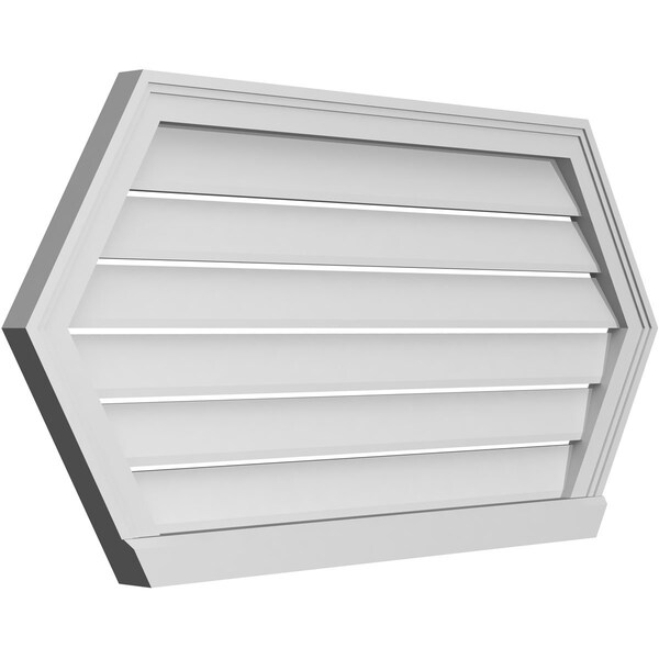 Ekena Millwork Half Round Surface Mount PVC Gable Vent: Functional, w/ 2"W x 2"P Brickmould Sill Frame, 42"W x 21"H - GVPHR42X2103SF
