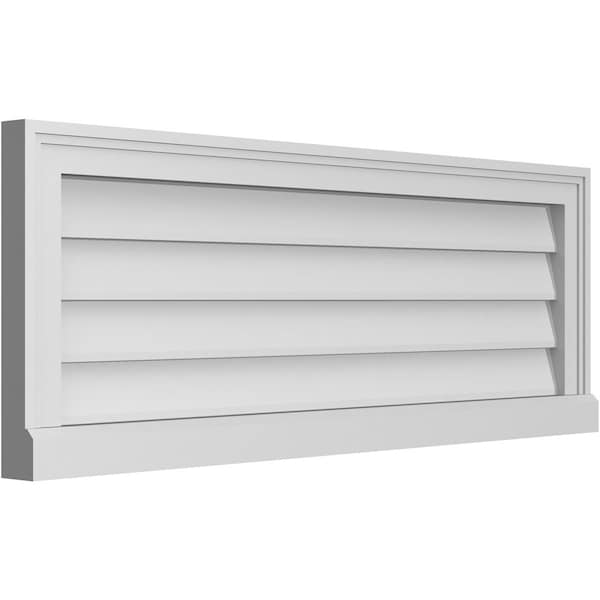Ekena Millwork Vertical Surface Mount PVC Gable Vent w/ 2"W x 2"H , Brickmould Sill Frame, 38"W x 14"H - GVPVE38X1403SN