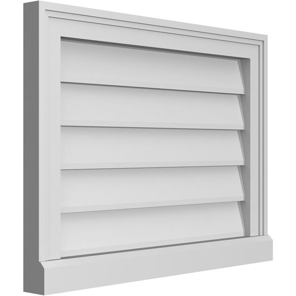 Ekena Millwork Vertical Surface Mount PVC Gable Vent w/ 2"W x 2"H , Brickmould Sill Frame, 24"W x 18"H - GVPVE24X1803SN